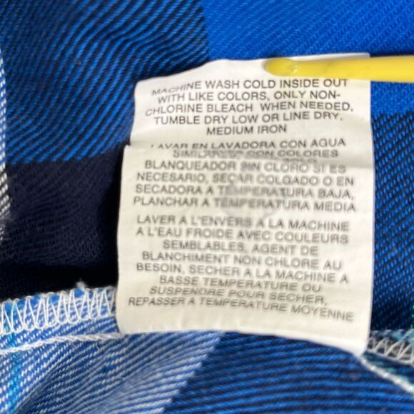 Riders by Lee Blue Plaid Flannel Long Sleeve Button Front Cotton Shirt Women XL - Picture 8 of 12